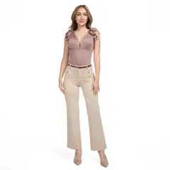 VRP BY VIVIANA RIVAS PLATA - Pantalón Straight Tiro Medio Mujer
