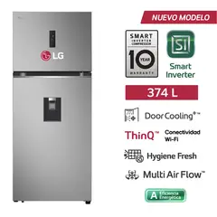 LG - Refrigeradora Top Mount + DoorCooling 374L VT38SPYC Plateada