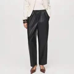 MANGO - Pantalón Straight Efecto Piel Mujer