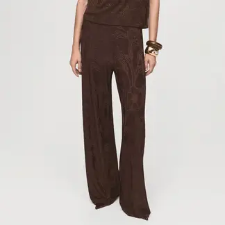 MANGO - Pantalón Wide Leg Tiro Alto Mujer