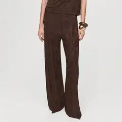 MANGO - Pantalón Wide Leg Tiro Alto Mujer