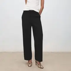 MANGO - Pantalón Straight Tiro Alto Mujer