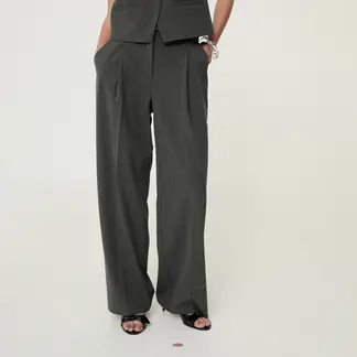 MANGO - Pantalón Wide Leg Tiro Alto Mujer