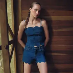 SYBILLA - Top Denim Mujer x Ecru