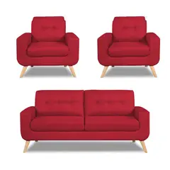 CASA BELLA - Juego De Sala 3-1-1 Cuerpos Reihan Rojo