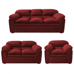 CASA BELLA - Juego De Sala 3-2-1 Cuerpos Rainiero Rojo