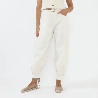 BASEMENT - Pantalón Bombacho Tiro Alto Mujer