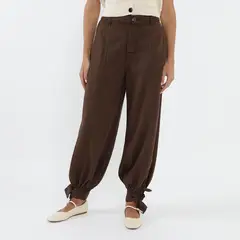 BASEMENT - Pantalón Bombacho Tiro Medio Mujer