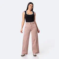 PIONIER - Pantalon Wide Leg Tiro Alto Mujer