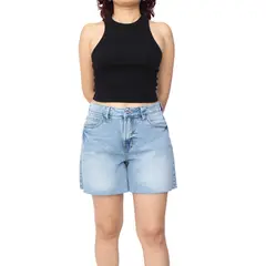 KAYRA POBLET - Short Denim Tiro Alto Mujer