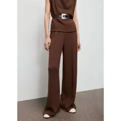 MANGO - Pantalón Wide Leg Tiro Alto Mujer