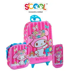 MY MELODY - Set Mochila De Ruedas Lonchera Cartuchera 3d