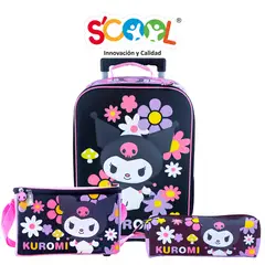 KUROMI - Set Mochila De Ruedas Lonchera Cartuchera 3d