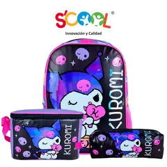 KUROMI - Set Mochila De Ruedas Lonchera Cartuchera
