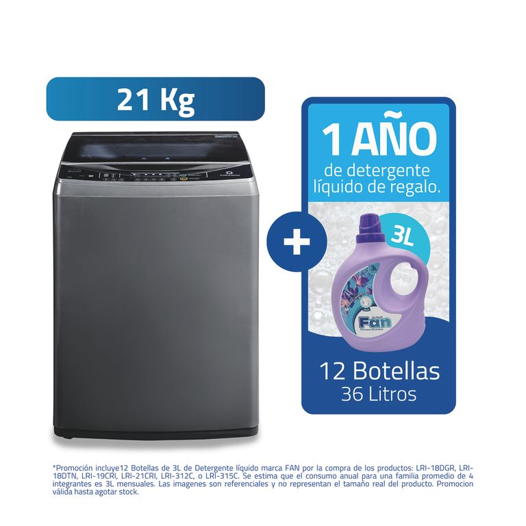 Lavadora 21kg + Detergente