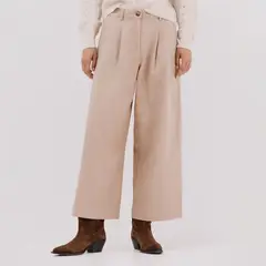 CORTEFIEL - Pantalón Wide Leg Tiro Alto Mujer