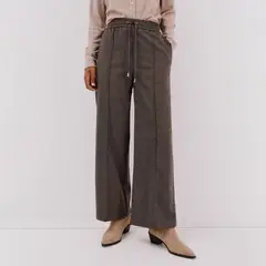 CORTEFIEL - Pantalón Wide Leg Tiro Alto Mujer