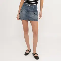 undefined - FALDA DENIM CORTA CARGO