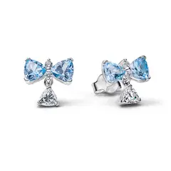 PANDORA - Aretes Botón Moño Azul Bridgerton