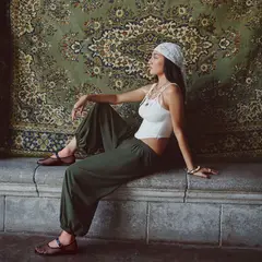 SYBILLA - Pantalón Bombacho Tiro Alto Mujer