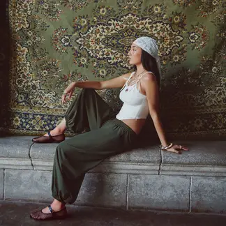 SYBILLA - Pantalón Bombacho Tiro Alto Mujer