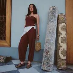 SYBILLA - Pantalón Bombacho Tiro Alto Mujer