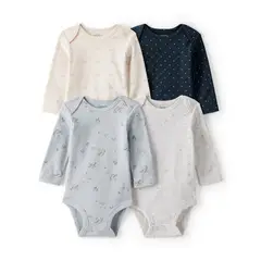 CARTERS - Body Bebé Niño Pack X4 Algodón