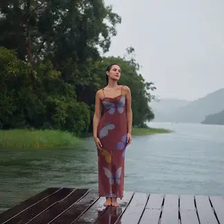 SYBILLA - Vestido Largo Mujer X Ecru