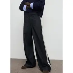 MANGO - Pantalón Wide Leg Tiro Medio Mujer