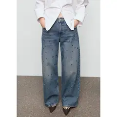 MANGO - Jean Wide Leg Tiro Alto Mujer