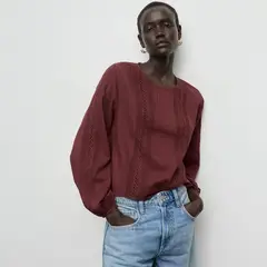 MANGO - Blusa Manga Larga Mujer