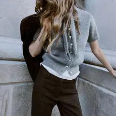 MANGO - Chompa Manga Corta Mujer