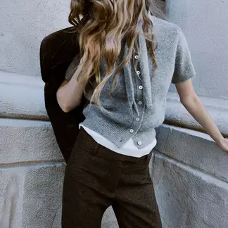 MANGO - Chompa Manga Corta Mujer