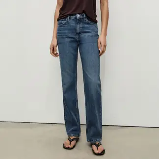 MANGO - Jean Straight Tiro Medio Mujer