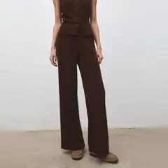 MANGO - Pantalón Wide Leg Tiro Medio Mujer