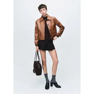 MANGO - Casaca Efecto Piel Mujer