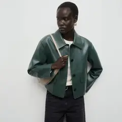 MANGO - Casaca Efecto Cuero Mujer