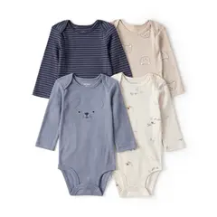 CARTERS - Body Pack X4 Bebé Niño