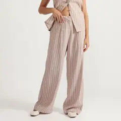 BASEMENT - Pantalón Wide Leg Tiro Alto Mujer