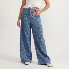 BASEMENT - Jean Wide Leg Tiro Alto Mujer