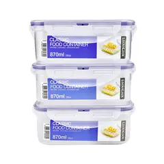 LOCK & LOCK - Set X3 Envases Cuadrado 870 Ml