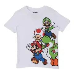 MARIO BROS - Polo Niño Manga Corta Algodón Blanco Mario Bross