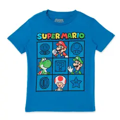 MARIO BROS - Polo Niño Manga Corta Algodón Azul Mario Bross