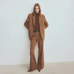 MANGO - Pantalón Wide Leg Tiro Alto Mujer