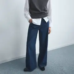 MANGO - Jean Wide Leg Tiro Alto Mujer