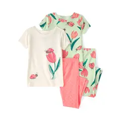 CARTERS - Pijama 4 Piezas Bebé Niña Algodón