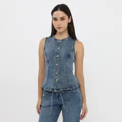 SYBILLA - Top Denim Mujer