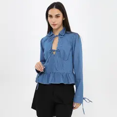 SYBILLA - Blusa Denim Manga Larga Mujer