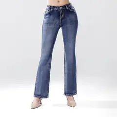 KANSAS - Jean Flare Tiro Medio Mujer