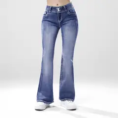 KANSAS - Jean Flare Tiro Medio Mujer